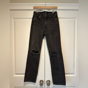 GRLFRND high-waisted rigid denim distressed jeans, Size 25